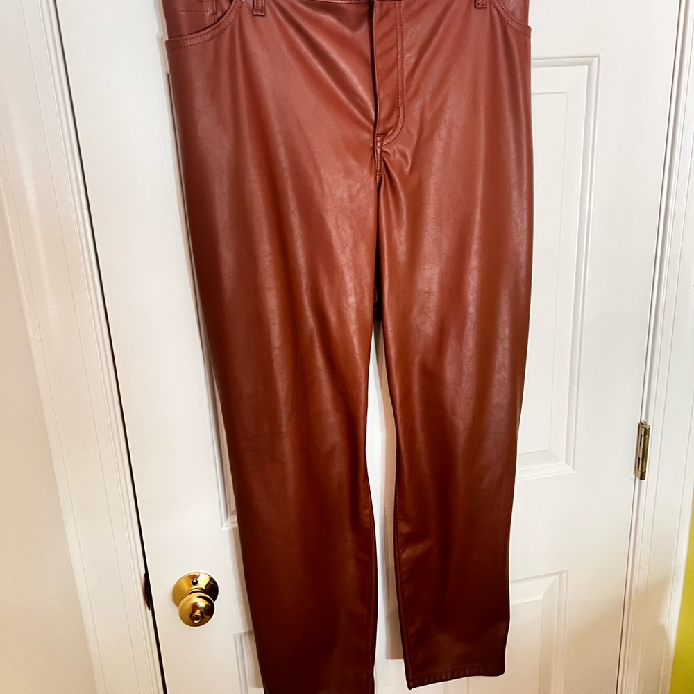 Women’s Plus Size Brown Faux Leather pants Size 24 Tall